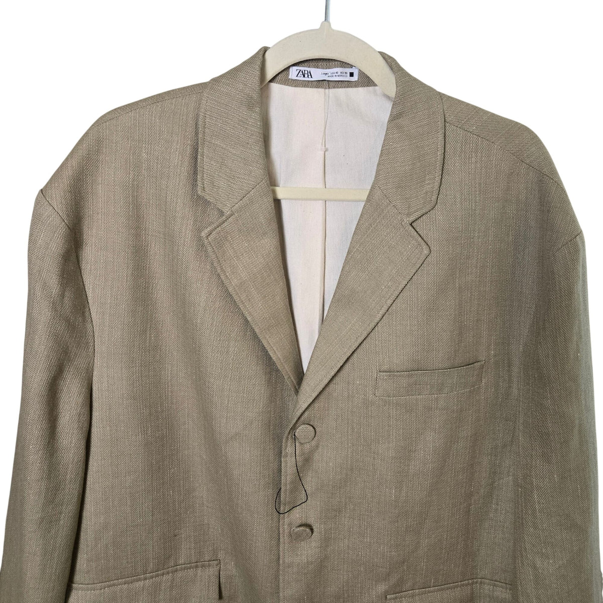 NWOT Zara Men's Linen Blend Three Button Blazer Jacket Size 42