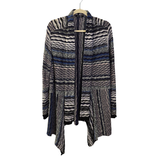 NIC+ZOE Linen Blend Mixed Striped Open Cardigan Sweater Size 1X