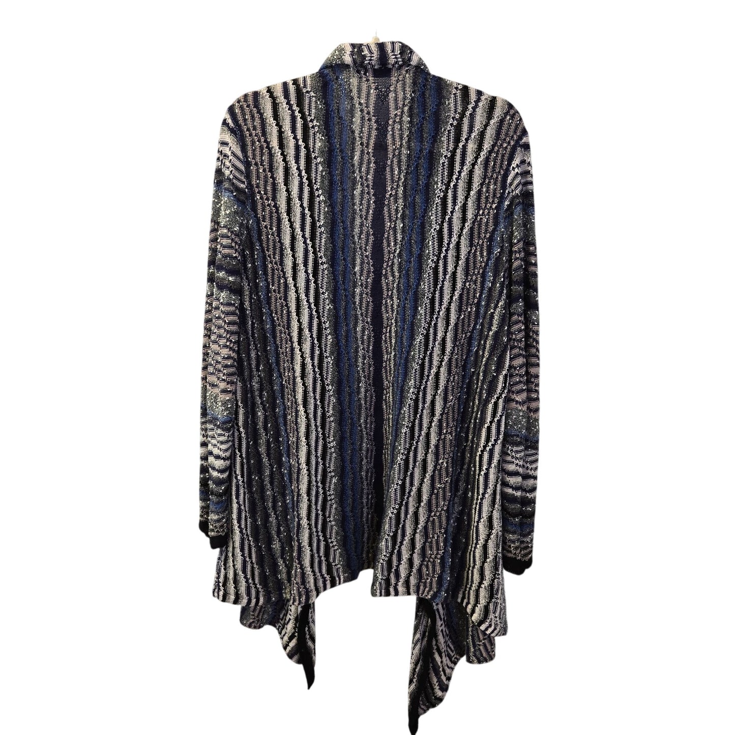 NIC+ZOE Linen Blend Mixed Striped Open Cardigan Sweater Size 1X