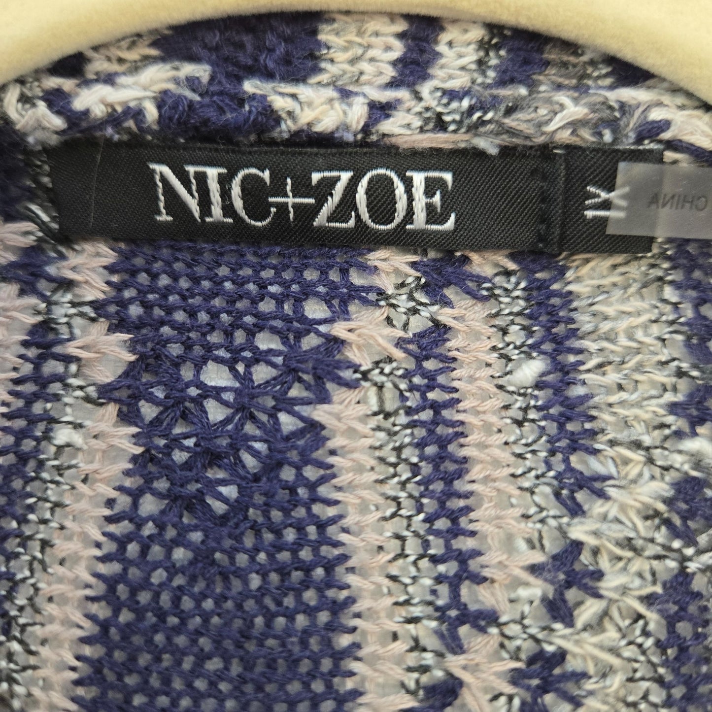 NIC+ZOE Linen Blend Mixed Striped Open Cardigan Sweater Size 1X
