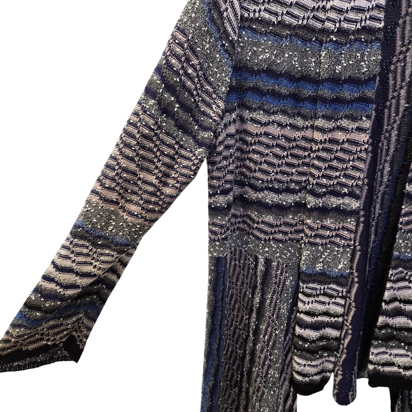 NIC+ZOE Linen Blend Mixed Striped Open Cardigan Sweater Size 1X