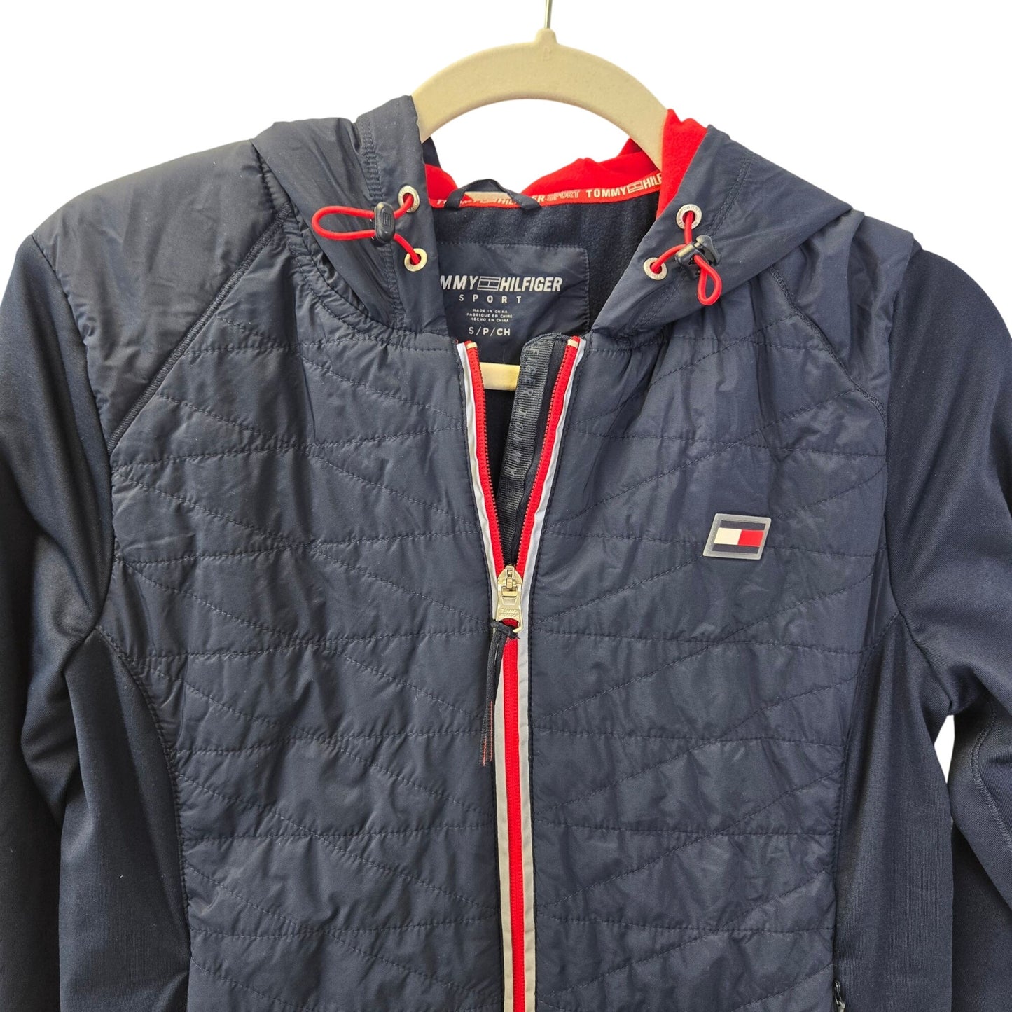 Tommy Hilfiger Hooded Mixed Media Activewear Jacket Size Small