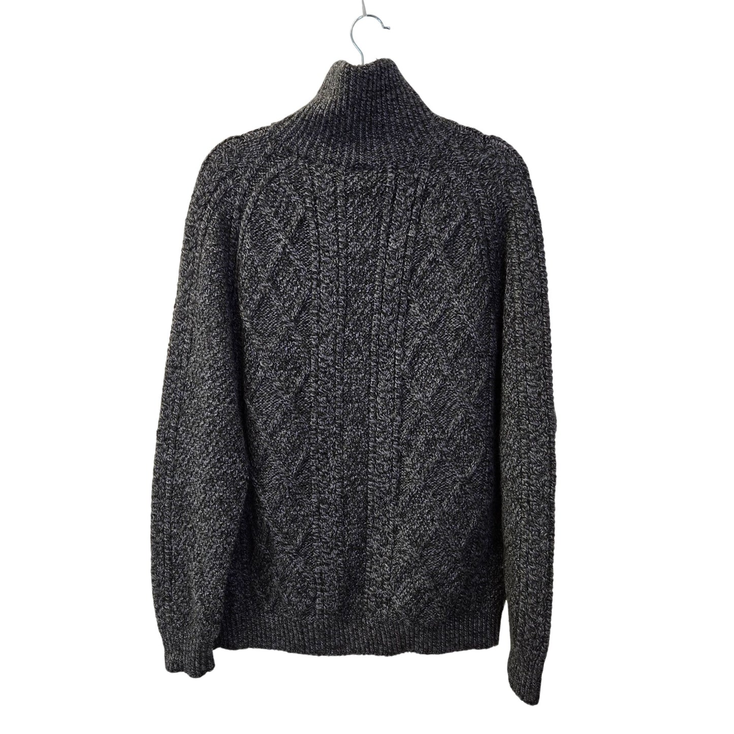 Carraigdonn Hand Knit 100% Merino Wool Full Zip Cable Knit Sweater Size Large