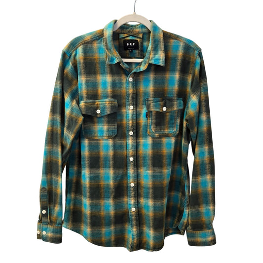 HUF Flannel Plaid Button Down Shirt Size Large