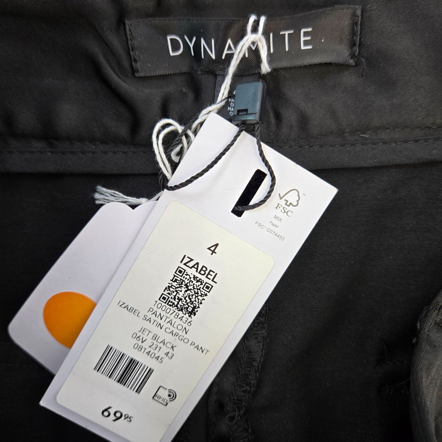 NWT Dynamite Izabel Satin High Rise Relaxed Leg Cargo Pants Size 4