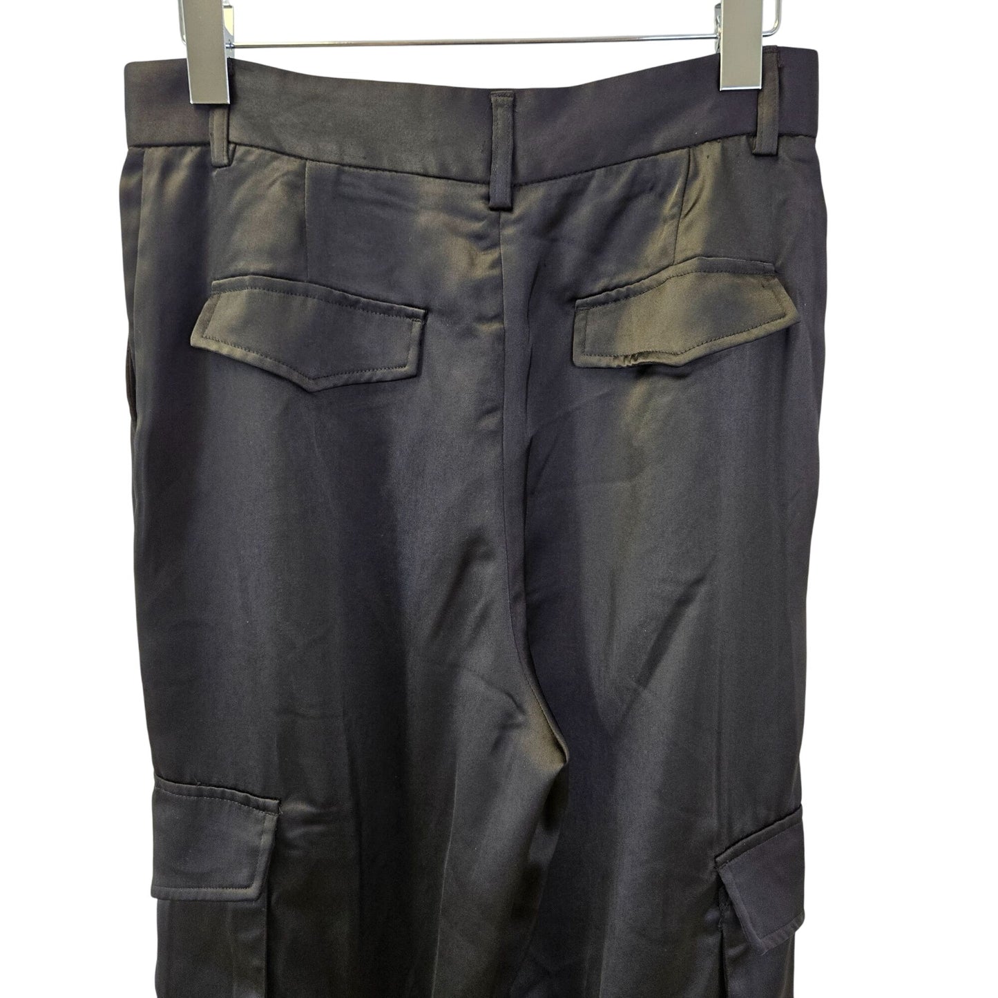NWT Dynamite Izabel Satin High Rise Relaxed Leg Cargo Pants Size 4
