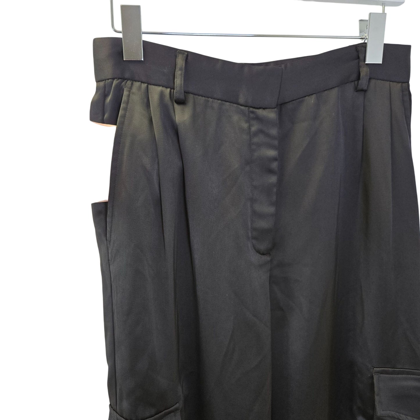 NWT Dynamite Izabel Satin High Rise Relaxed Leg Cargo Pants Size 4