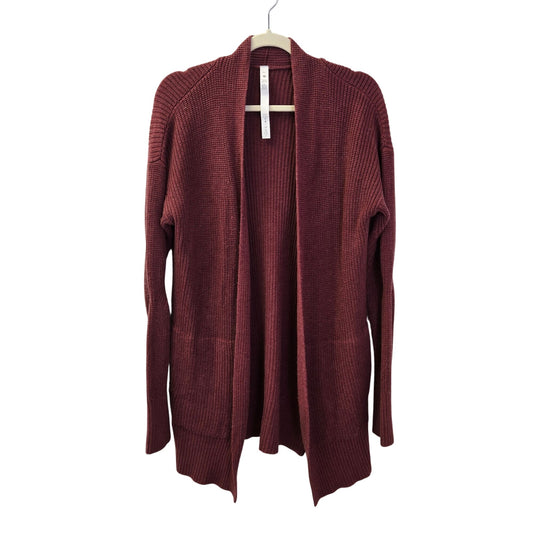 Lululemon Cashlu Cashmere Blend Thin Cable Knit Cardigan Sweater Wrap Size M/L