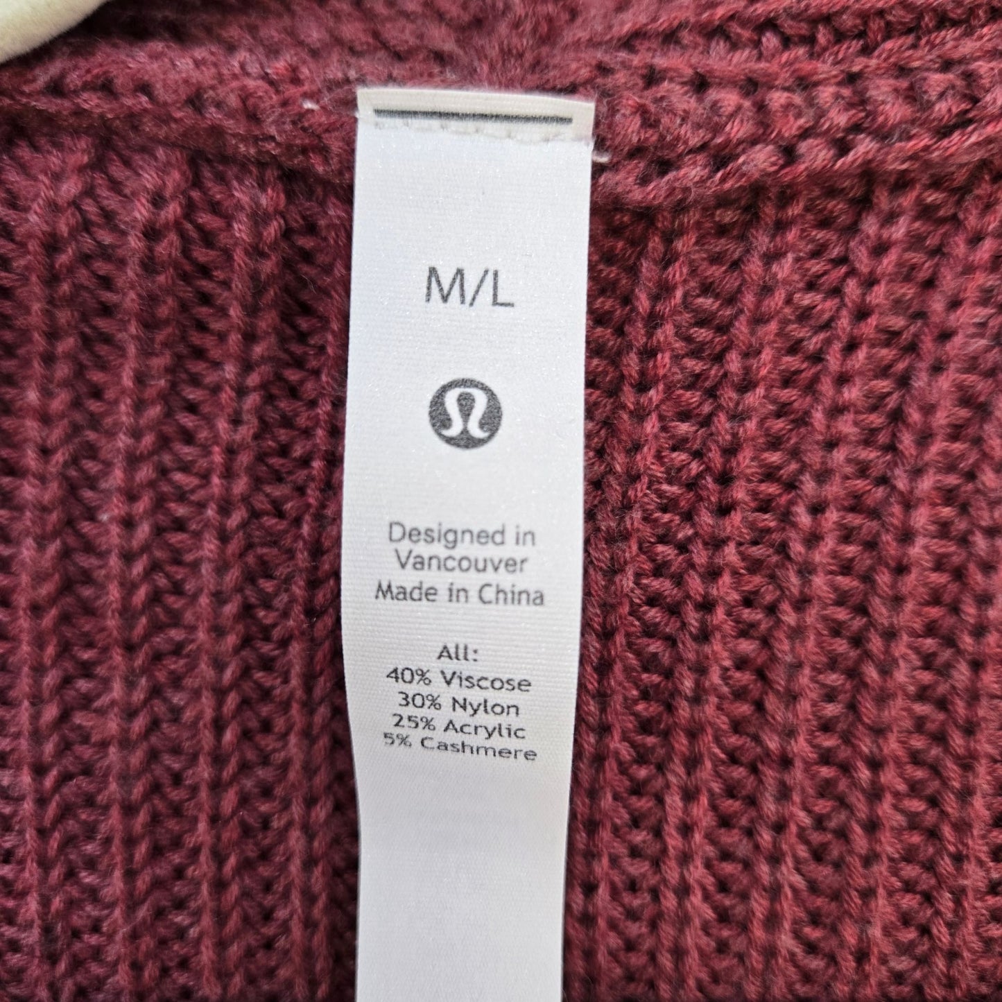 Lululemon Cashlu Cashmere Blend Thin Cable Knit Cardigan Sweater Wrap Size M/L