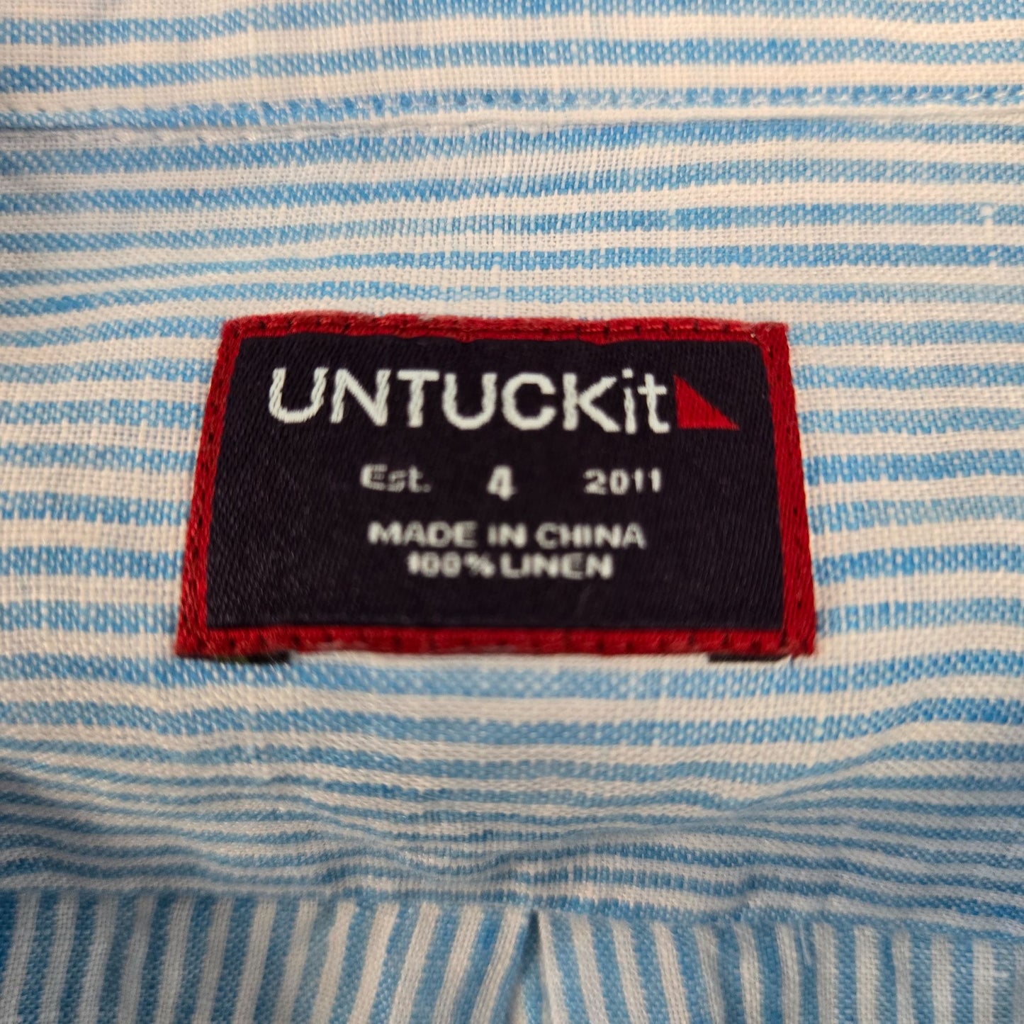 NWT UNTUCKit 100% Linen Sherry Striped Long Sleeve Button Down Shirt Size 4