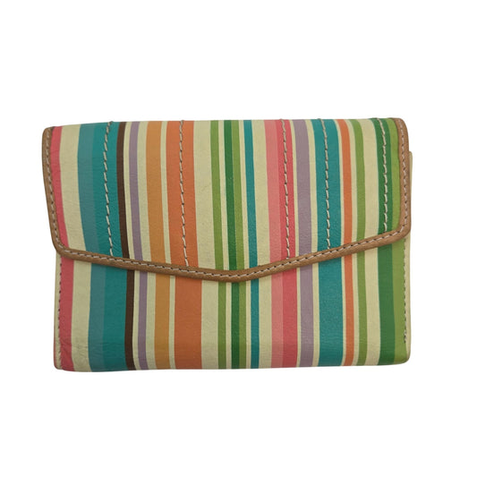Fossil Genuine Leather Striped Trifold Wallet
