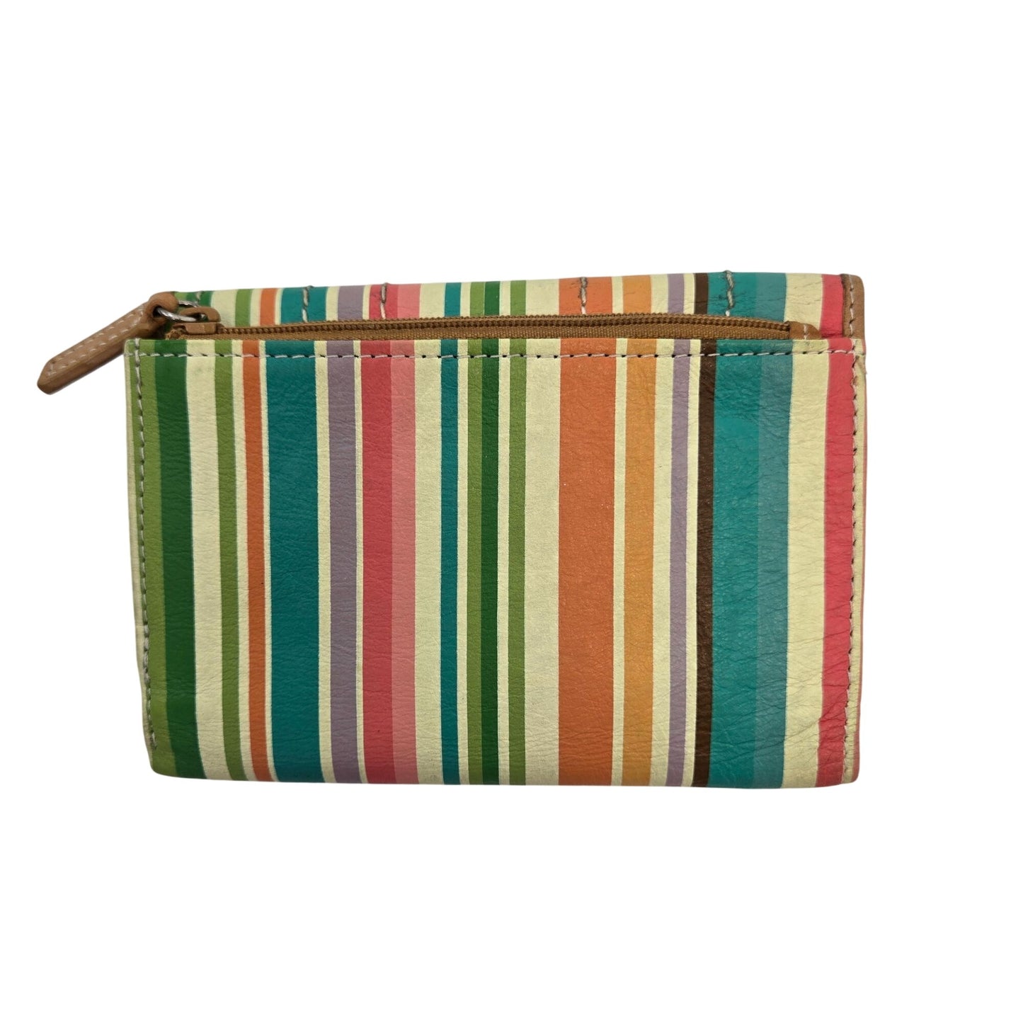 Fossil Genuine Leather Striped Trifold Wallet