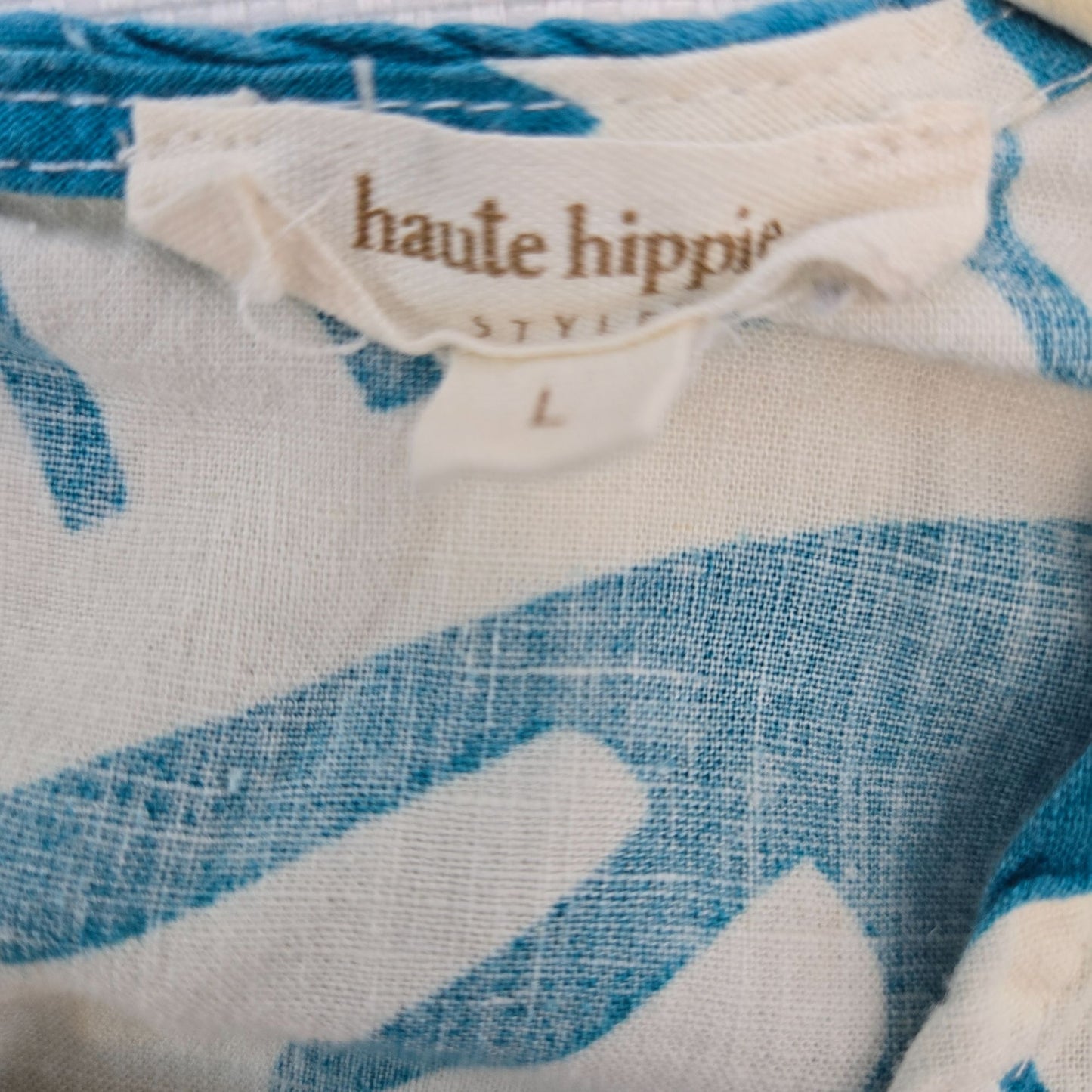 Haute Hippie Linen Blend Aztec Print Crop Top Size Large