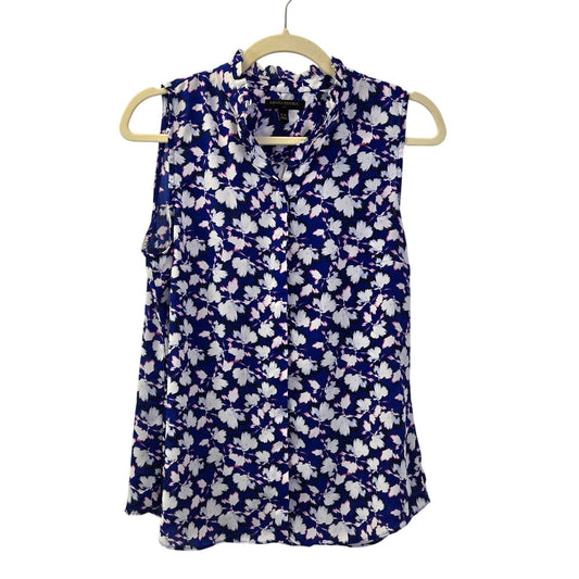 Banana Republic Factory Floral Ruffle Collar Button Down Blouse Size Medium Petite