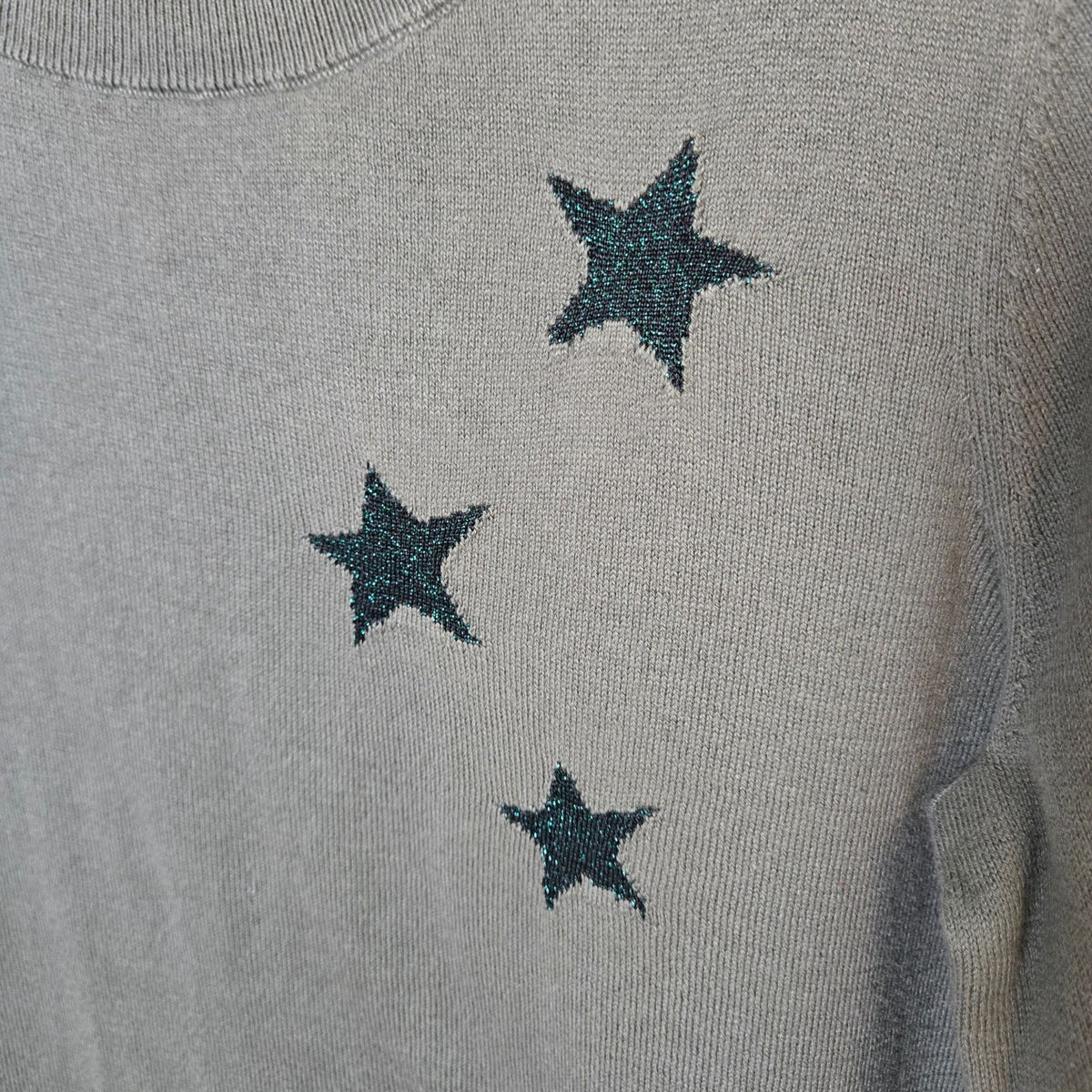 NWOT Loft Outlet 100% Cotton Star Embellished Crewneck Sweater Size Small