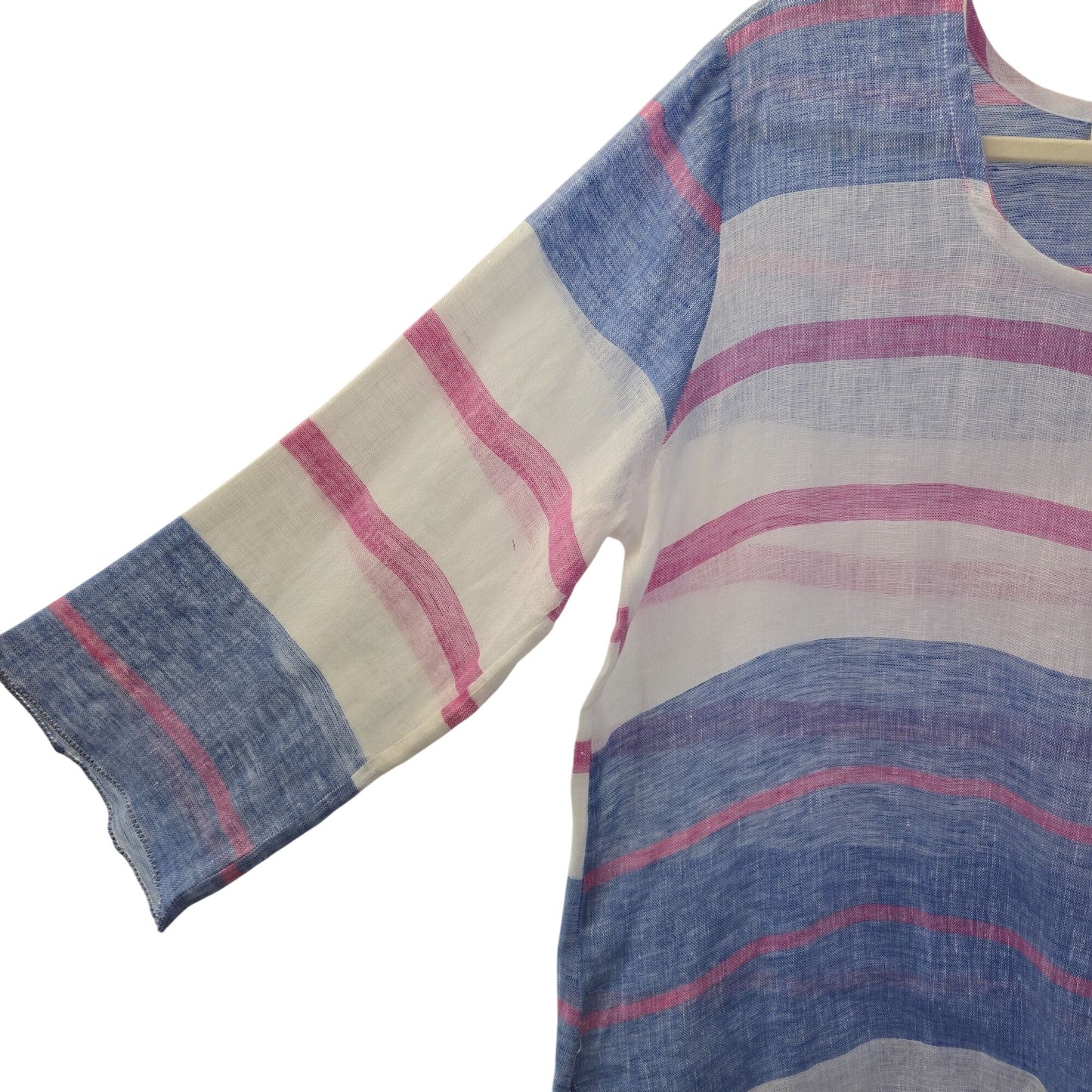Sartoria Saracena 100% Linen Striped 3/4 Sleeve Top Size Small