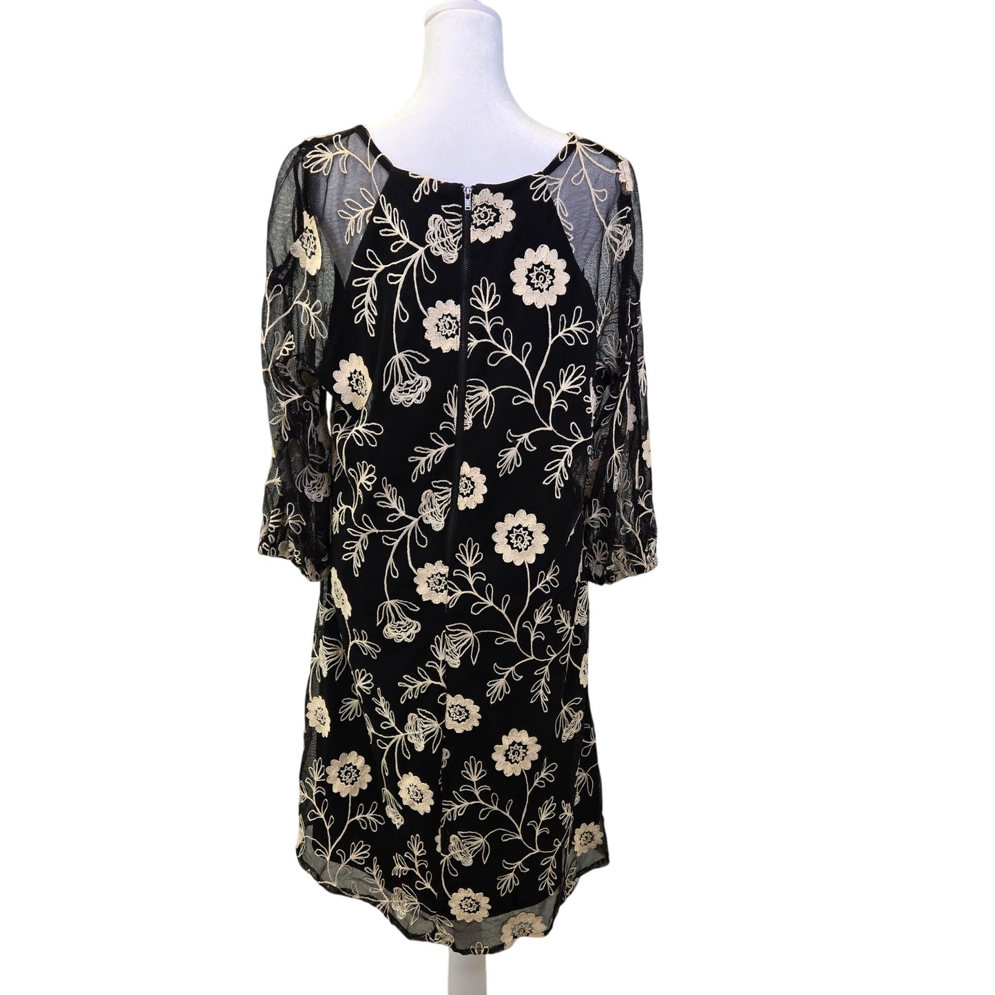 Julian Taylor Floral Embroidered Mesh Overlay Shift Dress Size 14W