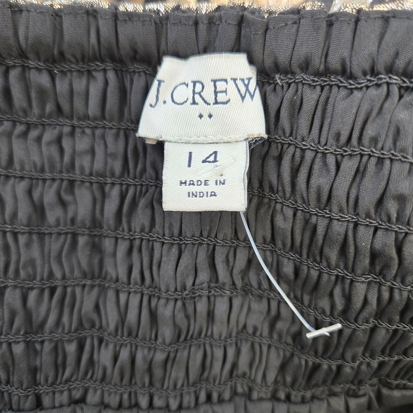 NWOT J. Crew Factory Lurex Gold Metallic Gingham Tired Mini Dress Size 14