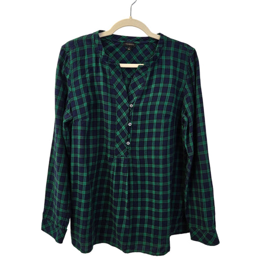 Talbots Scotch Plaid 1/2 Button Down Popover Top Size Large