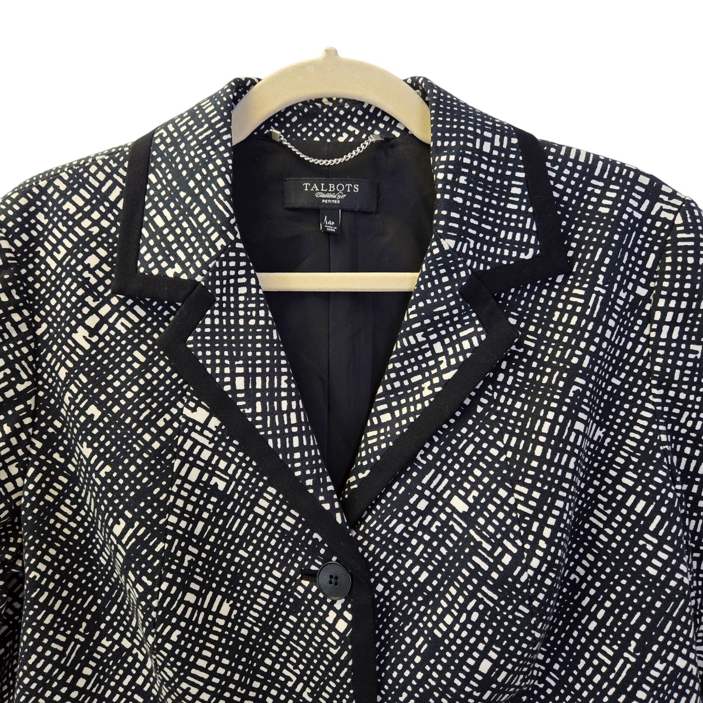 Talbots Petite Graphic Print Three Button Blazer Jacket Size 14P