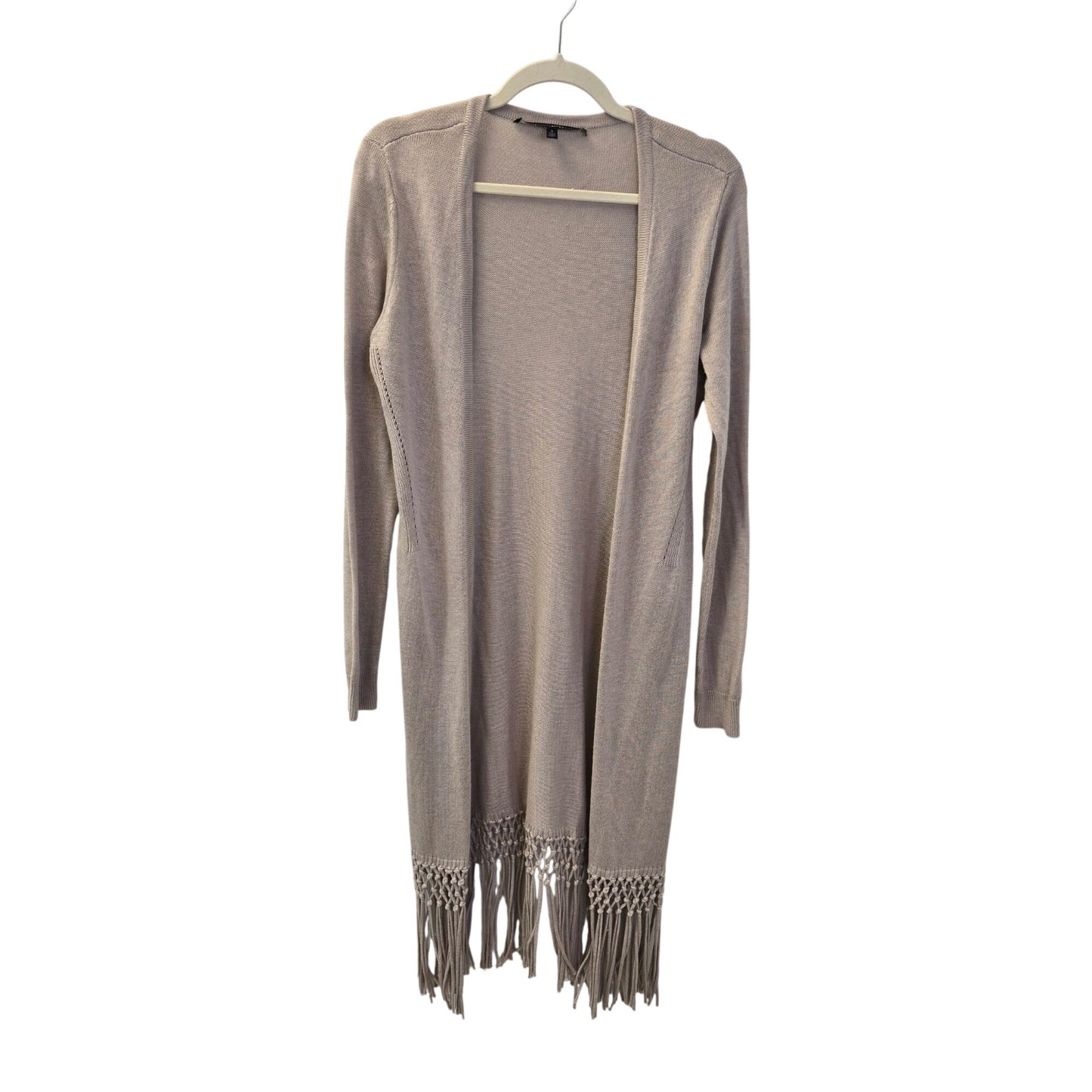 White House Black Market Wool Blend Open Fringe Cardigan Sweater Size Small