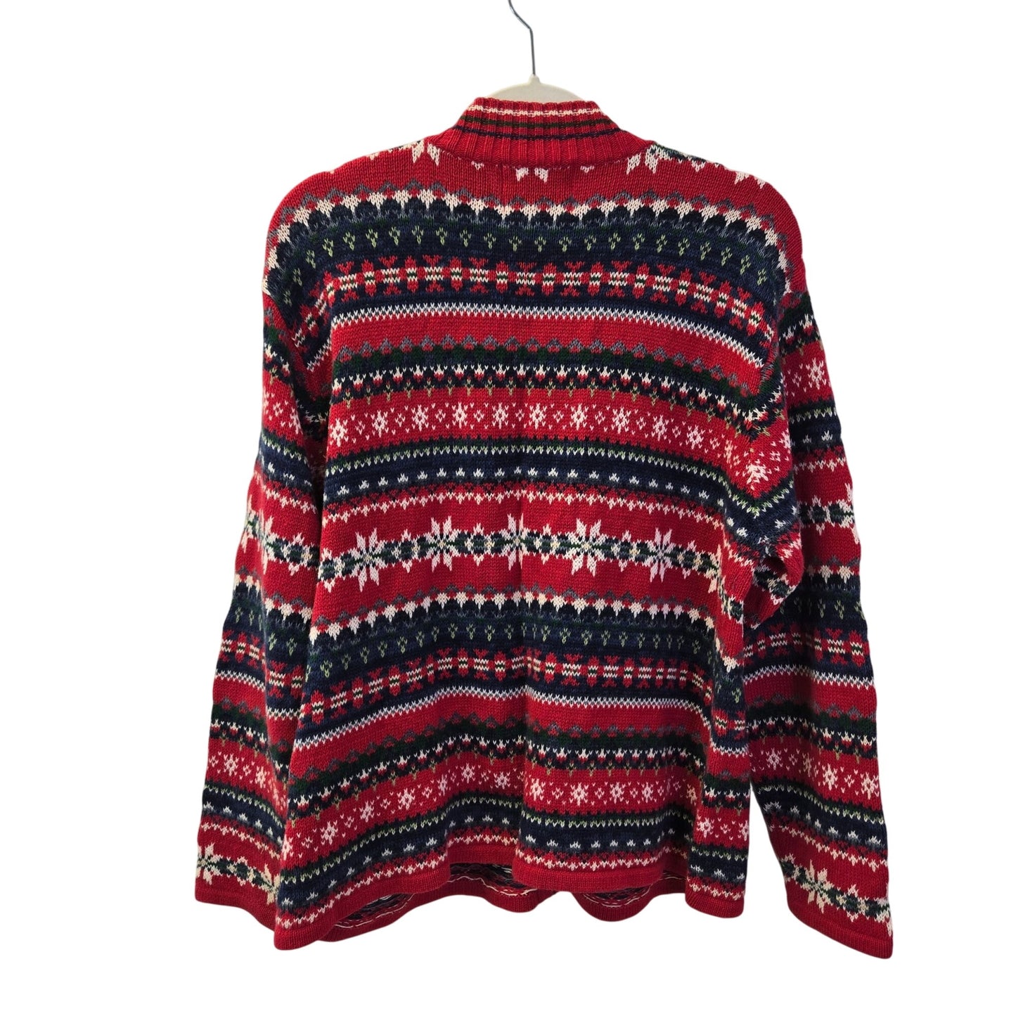 Heirloom Collectibles Fair Isle Print Full Zip Cardigan Sweater Size Medium