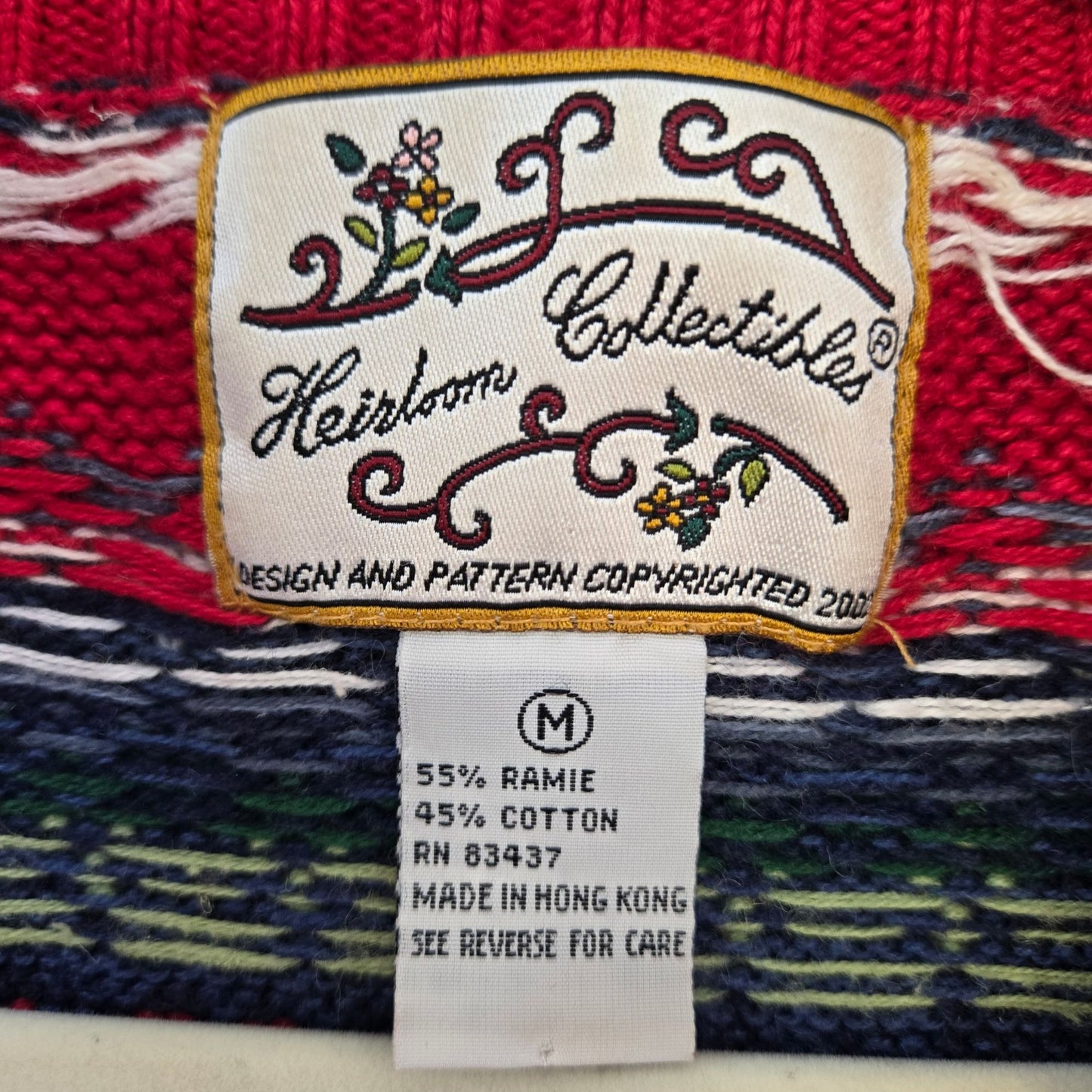 Heirloom Collectibles Fair Isle Print Full Zip Cardigan Sweater Size Medium