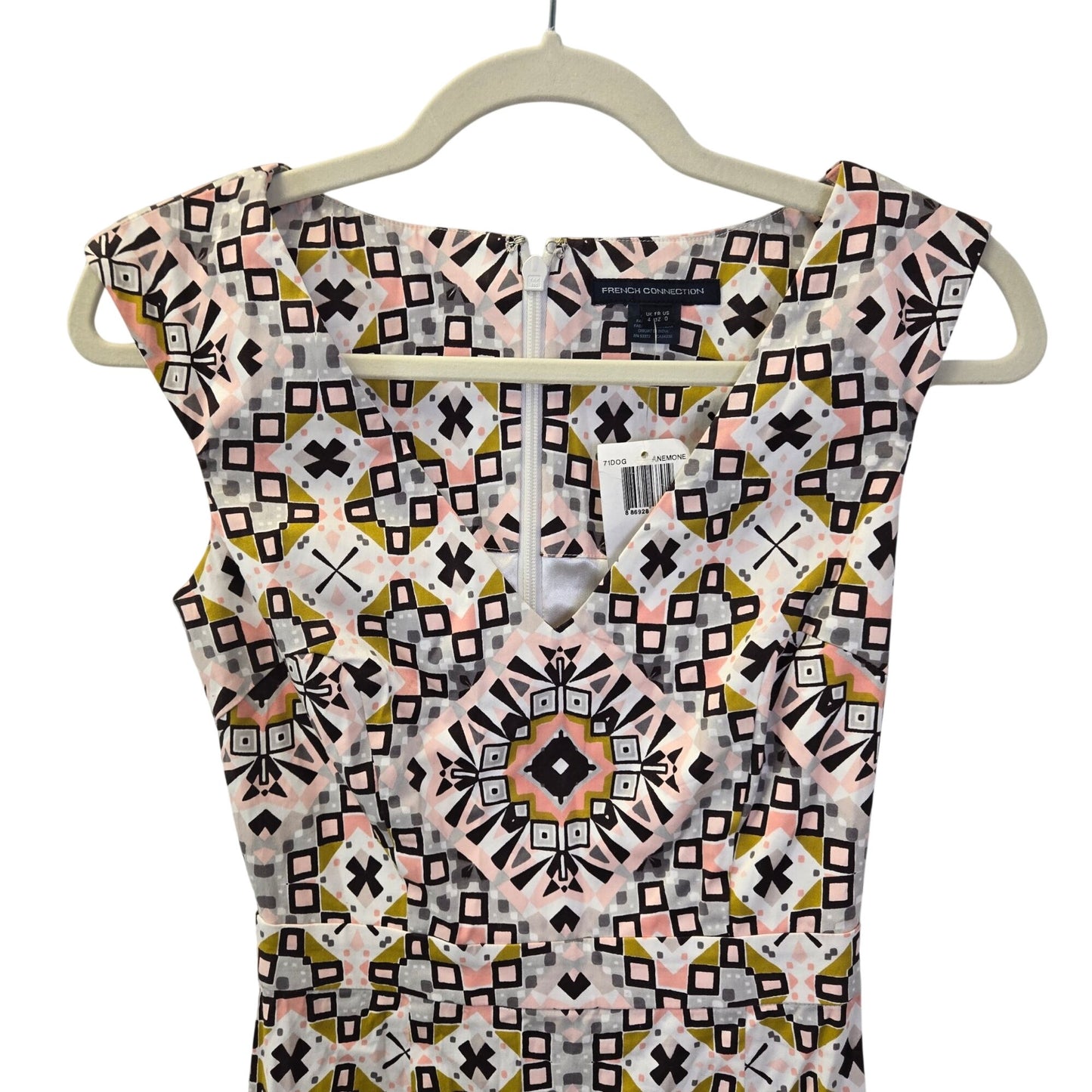 NWT French Connection Anemone Electric Mosaic Cotton Dress Size 0