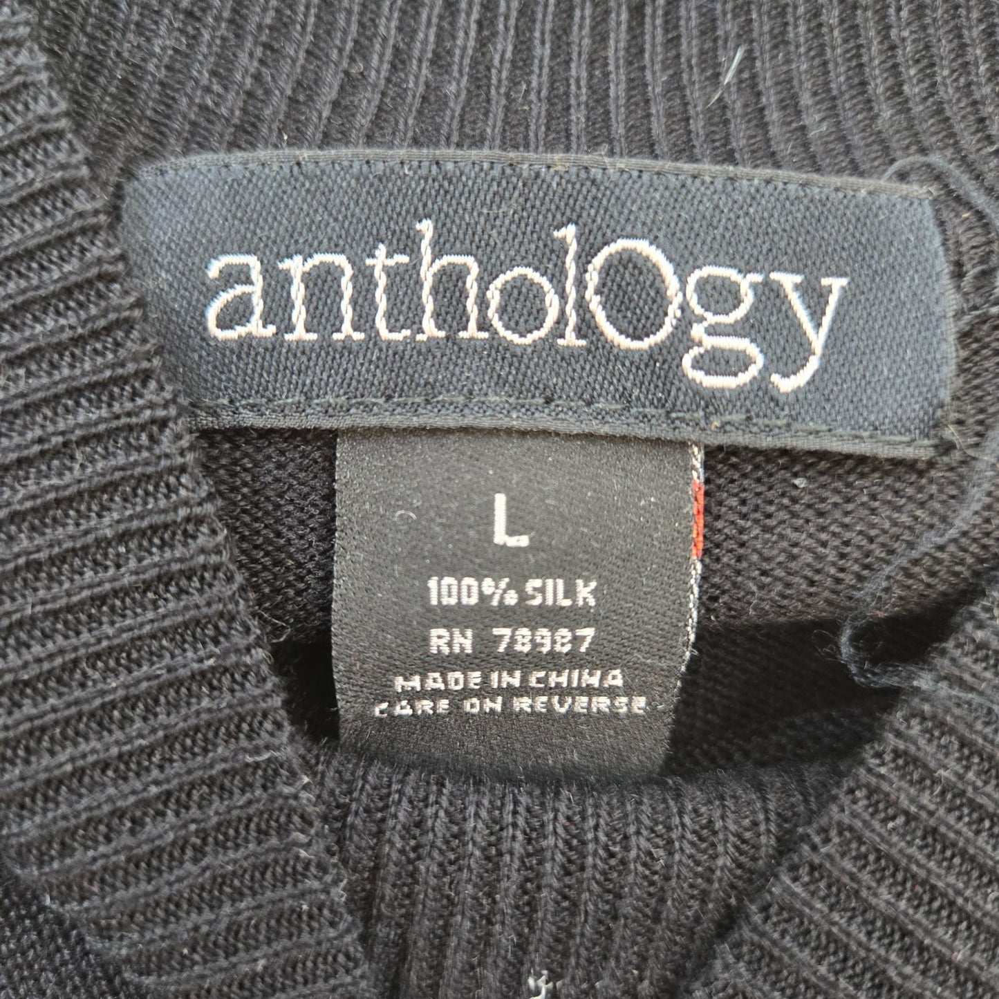 Anthology 100% Silk Mock Neck Sweater Size Large