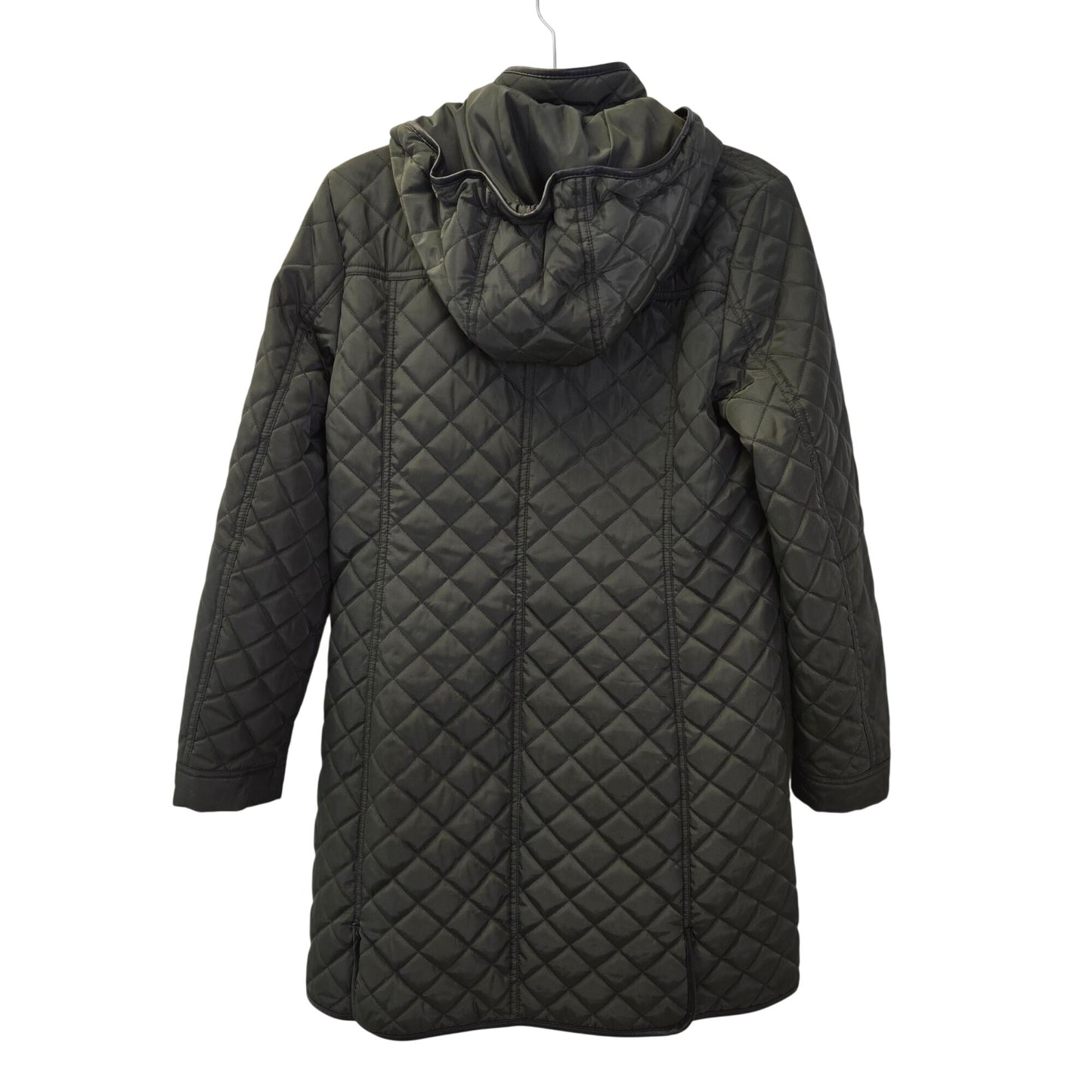 Lauren Ralph Lauren Black Label Quilted Vegan Leather Trim Hooded Coat Size Small