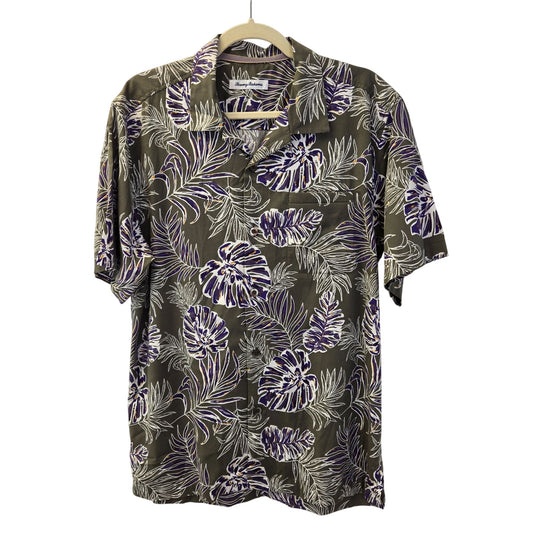 Tommy Bahama Silk Blend Tropical Print Button Down Shirt Size Medium