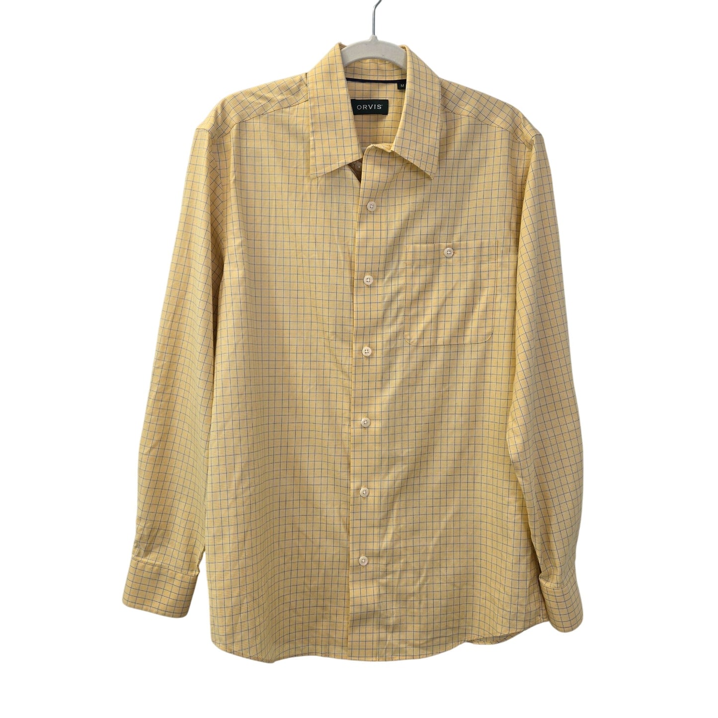 Orvis Plaid Yellow Button Down Shirt Size Medium