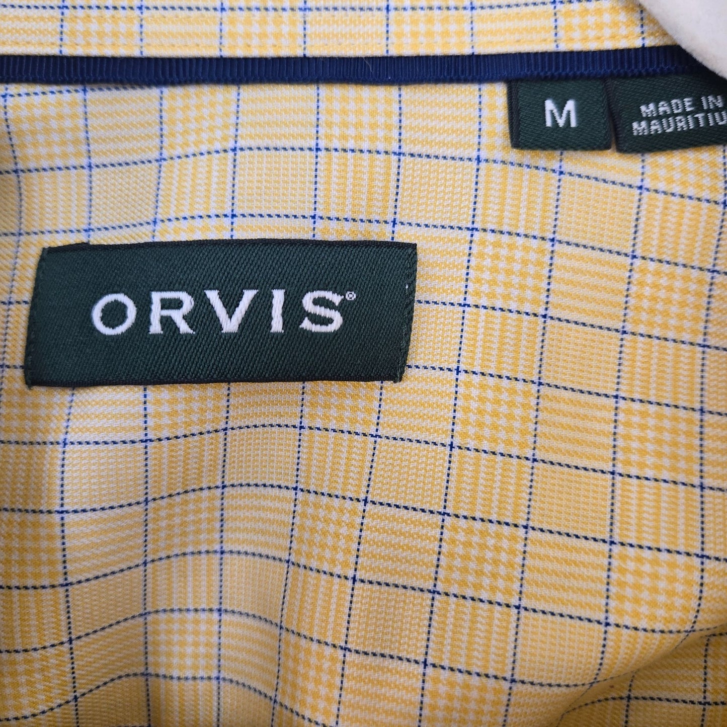 Orvis Plaid Yellow Button Down Shirt Size Medium