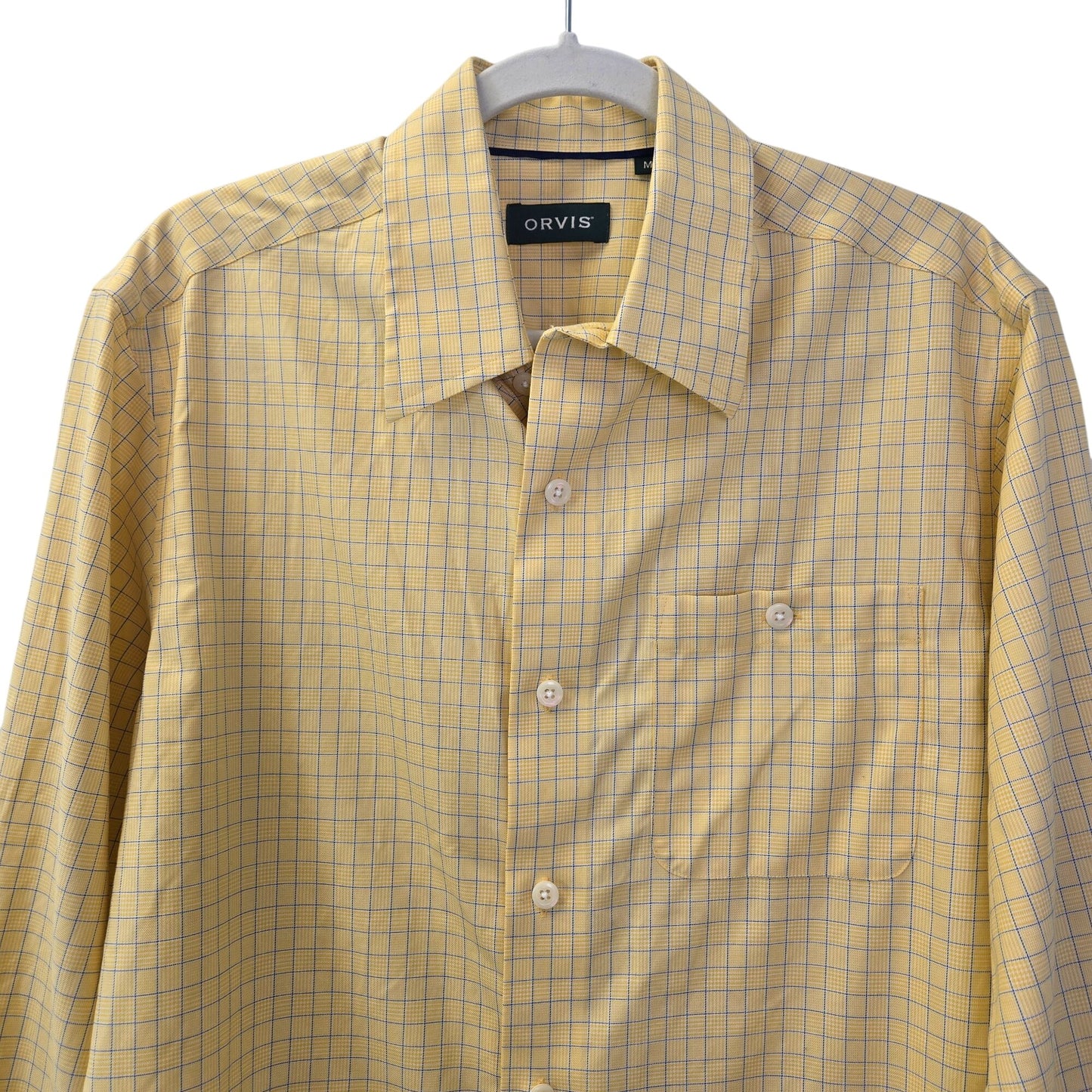 Orvis Plaid Yellow Button Down Shirt Size Medium