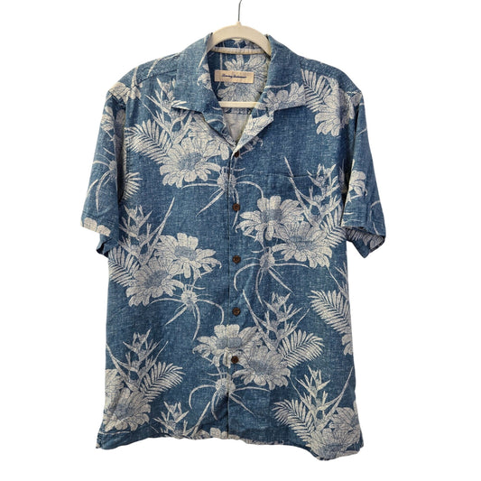 Tommy Bahama Silk Blend Tropical Print Button Down Shirt Size Medium