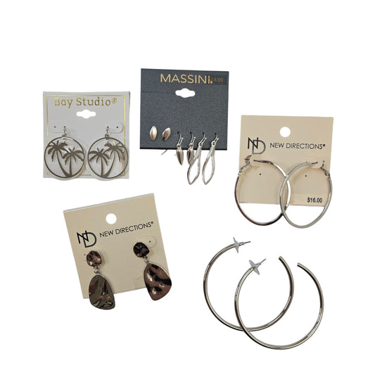 NWT New Directions, Bay Studio and Massini Bundle of 5 Sets Silver Tone Earrings