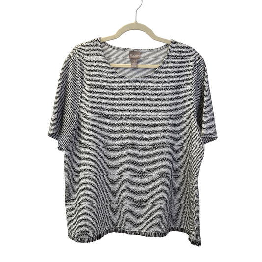 Chico's Striped Short Sleeve Top with Fringe Detail Size Chico's 3/XL