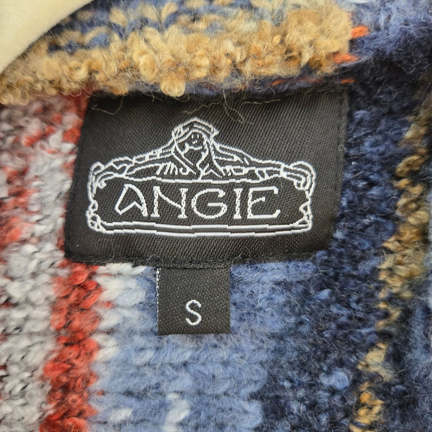 Angie Wool Blend Striped Open Longline Cardigan Fringe Sweater Size Small