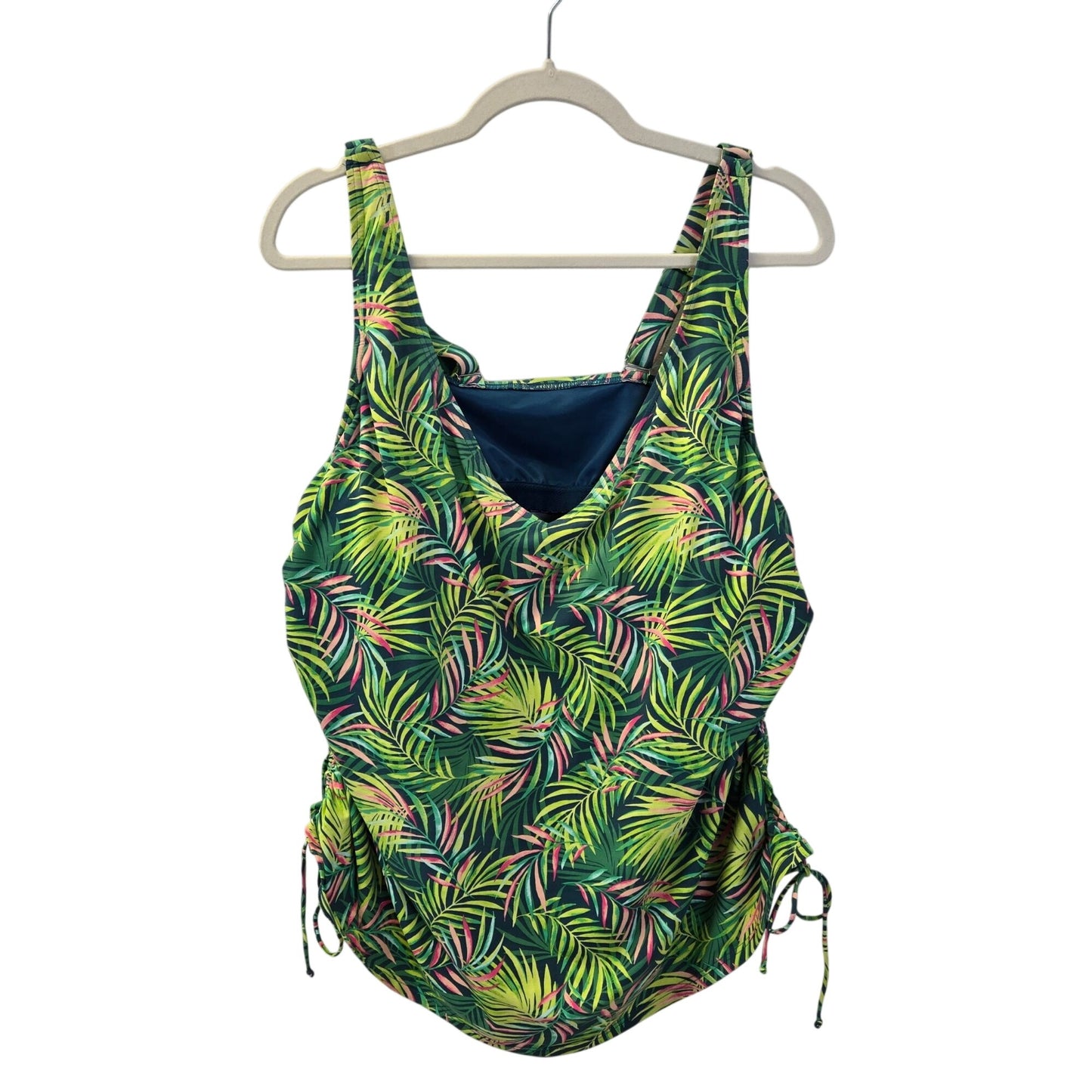 Lands' End Tropical Print Cinch Side Underwire Padded Tankini Top Size 22W