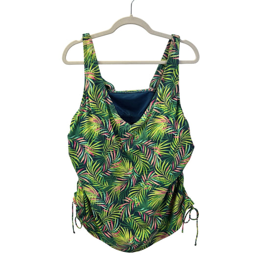 Lands' End Tropical Print Cinch Side Underwire Padded Tankini Top Size 22W