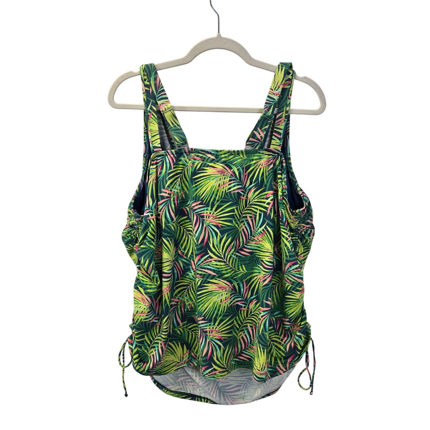Lands' End Tropical Print Cinch Side Underwire Padded Tankini Top Size 22W