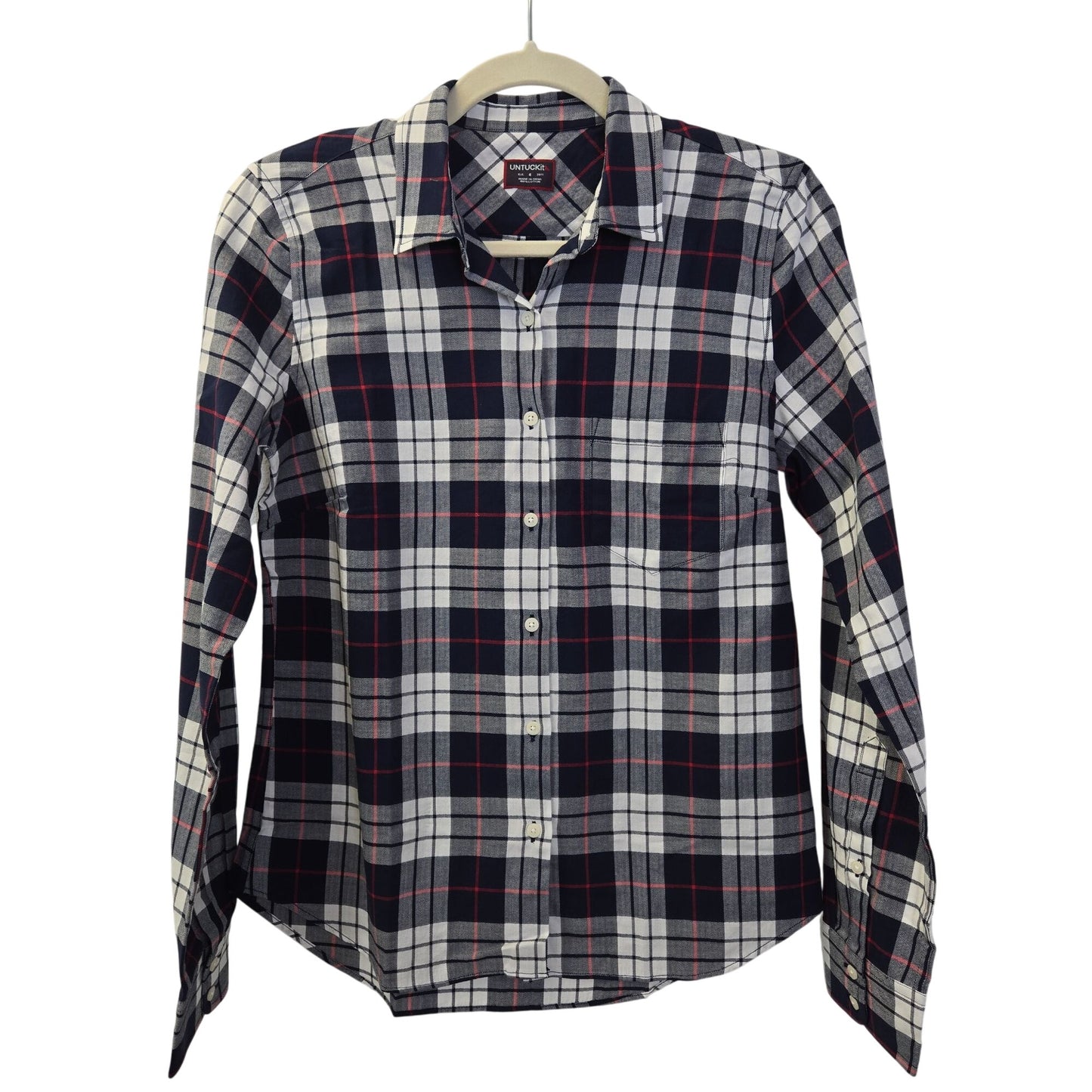 NWT UNTUCKit Citra Plaid Long Sleeve Button Down Shirt Size 0