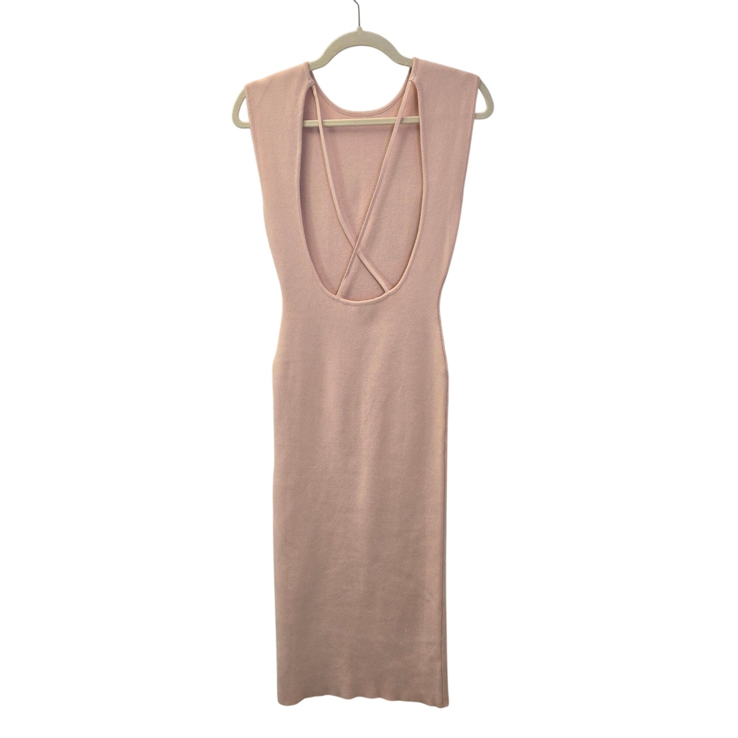 NWOT Zara Open Criss-Cross Back Bodycon Knit Midi Dress Size Medium
