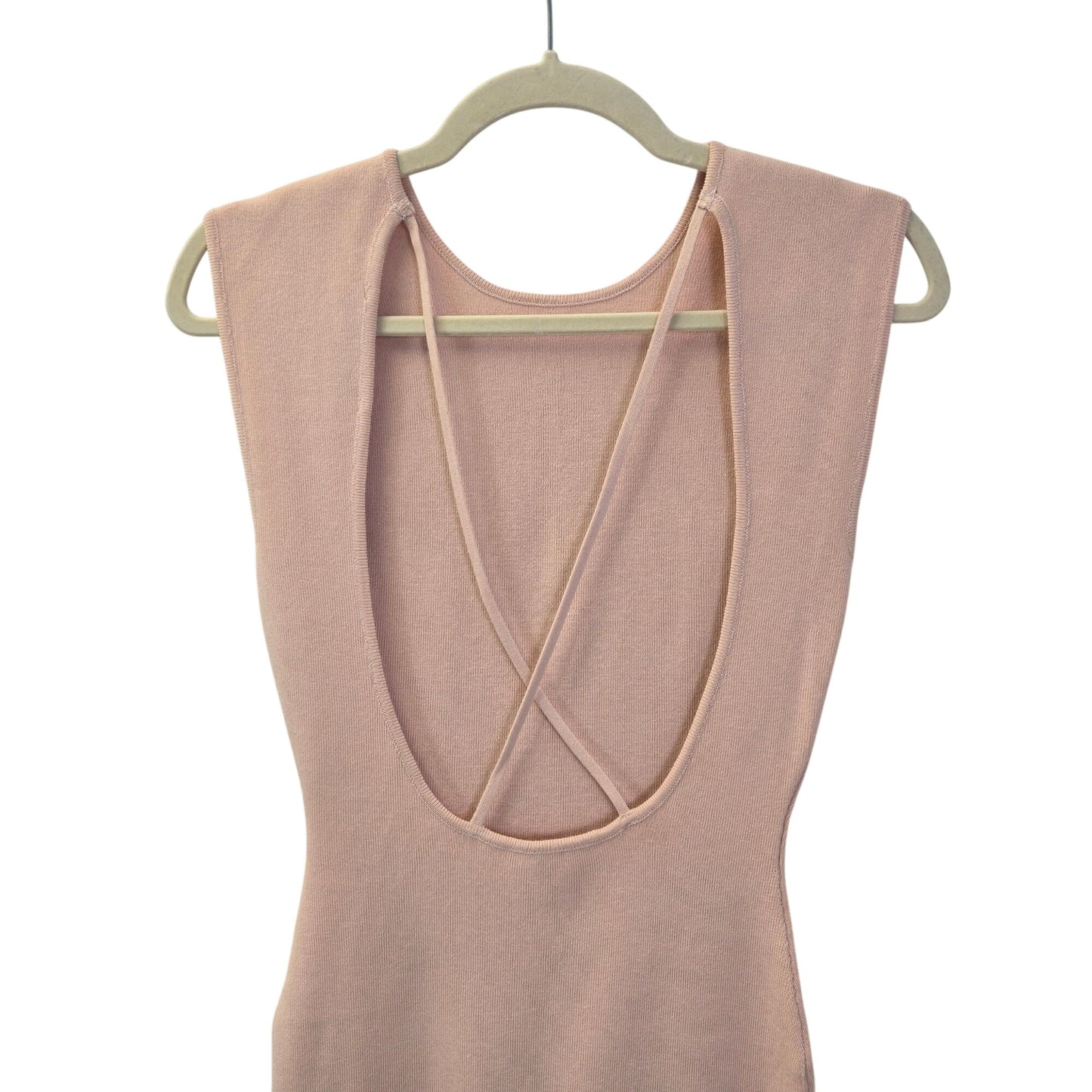 NWOT Zara Open Criss-Cross Back Bodycon Knit Midi Dress Size Medium