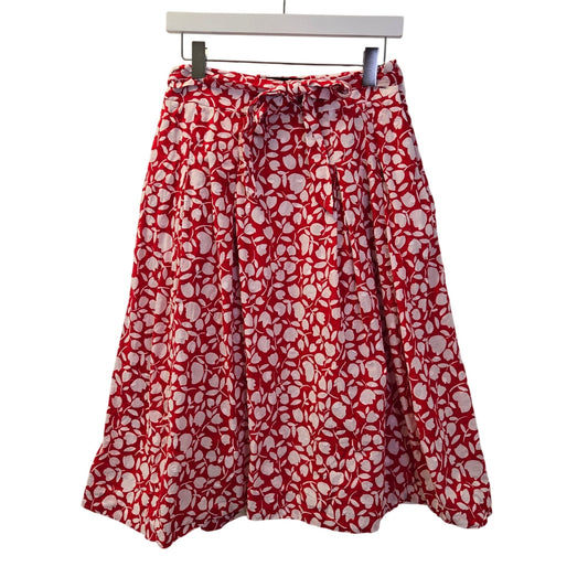 Talbots 100% Cotton Tulip Floral Textured A-Line Belted Skirt Size 6