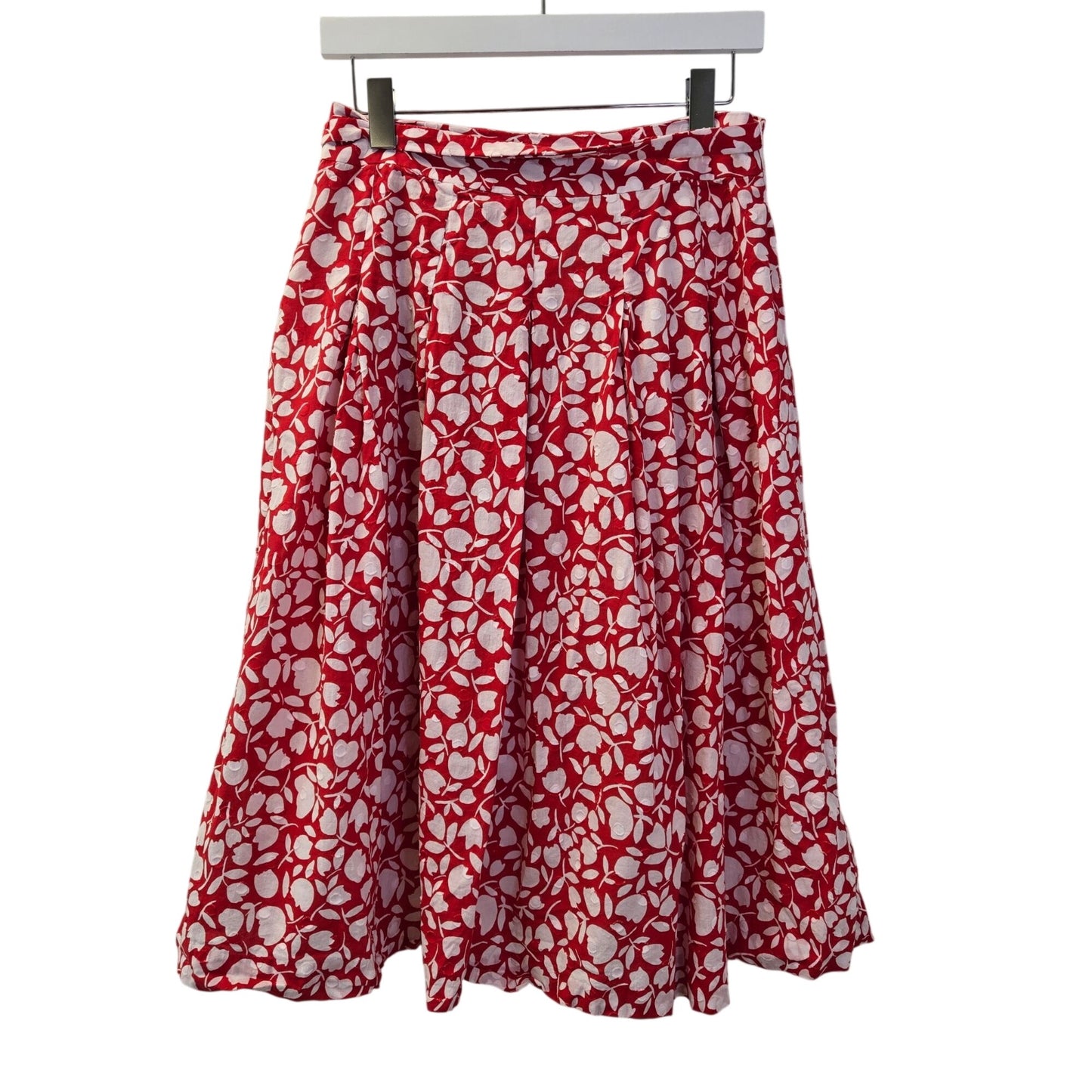 Talbots 100% Cotton Tulip Floral Textured A-Line Belted Skirt Size 6