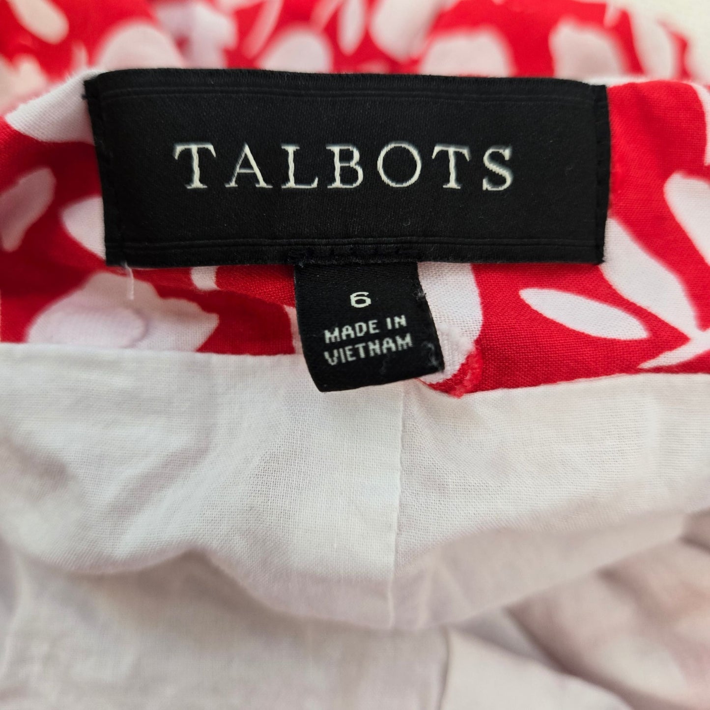 Talbots 100% Cotton Tulip Floral Textured A-Line Belted Skirt Size 6