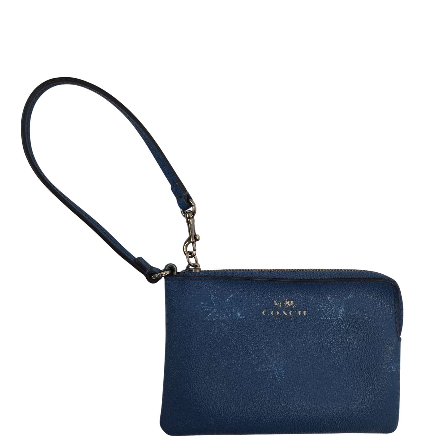 Coach Pebble Leather Metallic Star Print Wristlet
