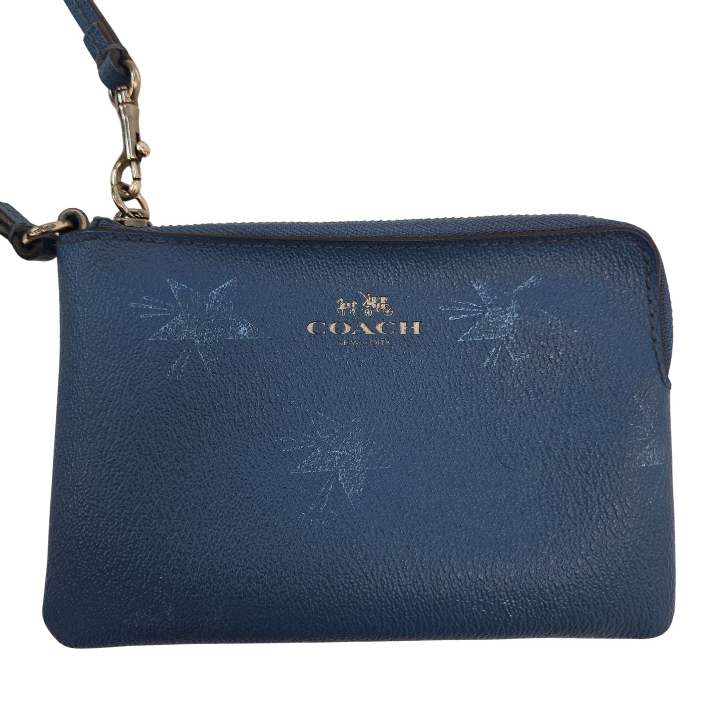 Coach Pebble Leather Metallic Star Print Wristlet