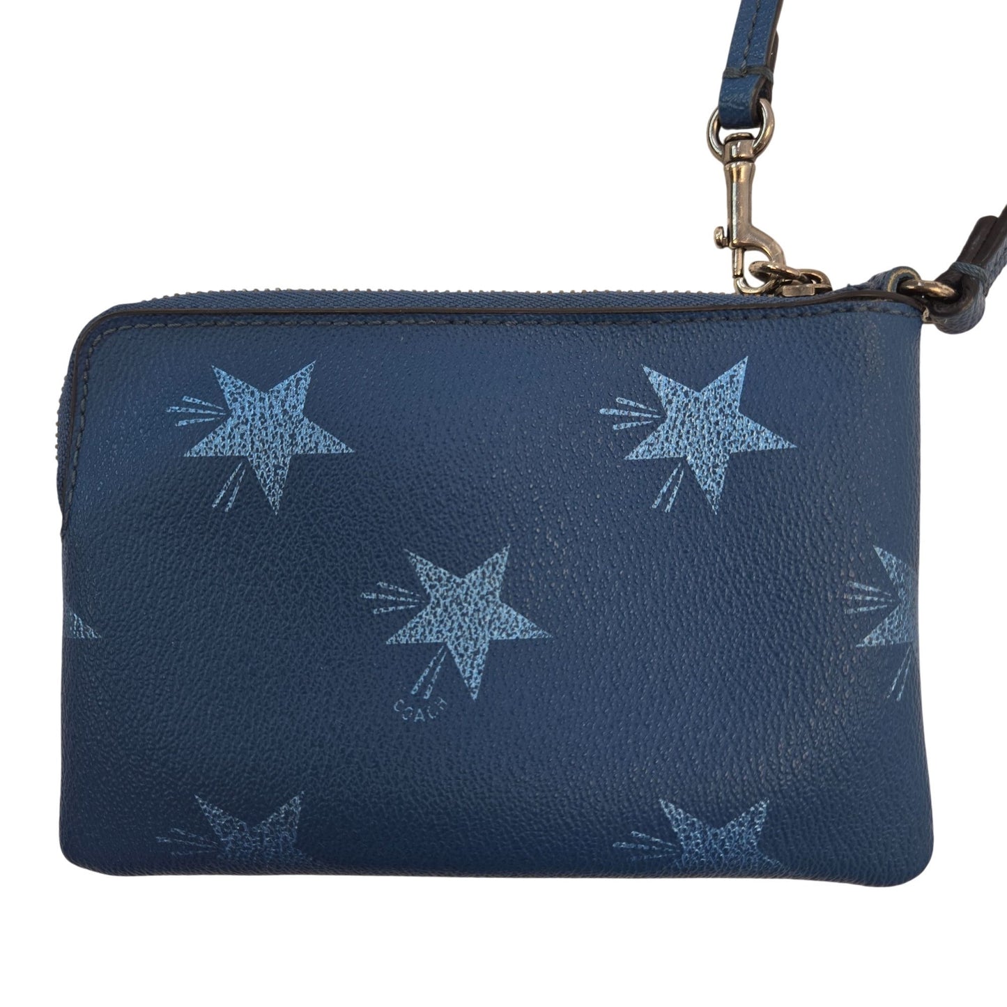 Coach Pebble Leather Metallic Star Print Wristlet